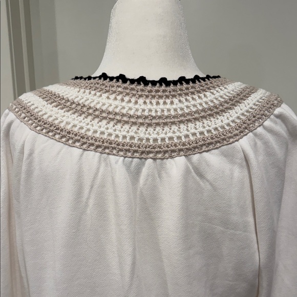 Rails Sava Crochet V-Neck Sweater 100% Cotton | Ivory Multicolor Crochet | Sz M - Picture 8 of 8